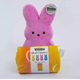 Peeps 194382263365 Pink 17 Inch Peep Plush Pillow And 50x60 Super Soft Throw Blanket Set Easter Fast Ship