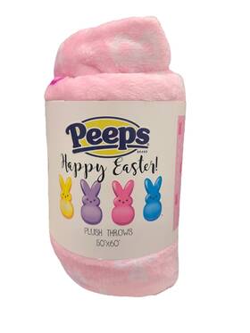 Peeps 194382310137 Pink Bunny Rabbit Plush Throw Blanket 50x60 Easter Edition New