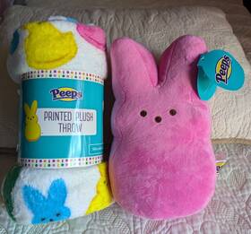 Peeps 195464421352 50x50 Plush Throw Blanket And 10 Inch Plushie Pink Peep New