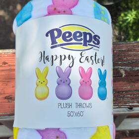 7448-12-25 Peeps Plush Throw Blanket Easter Bunny Novelty Polyester 50 X 60 Multicolor