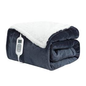 Pekourtly 762168930512 Heated Blanket Electric Throw Flannel Sherpa Soft Warm Heater With 8 Fas