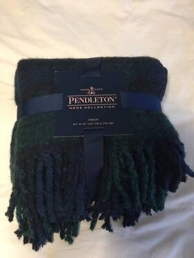 Pendleton 008889170975 Home Collection Throw Blanket Fringe Soft Acrylic Black Watch 50 Inch X70