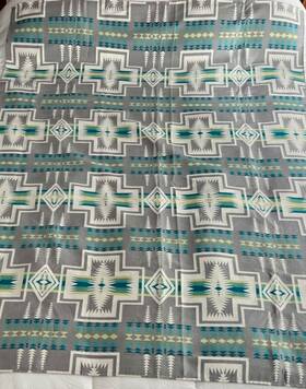 Pendleton 008889187393 Harding Luxe Throw Blanket 50 Inch X 70 Gray Blue Green