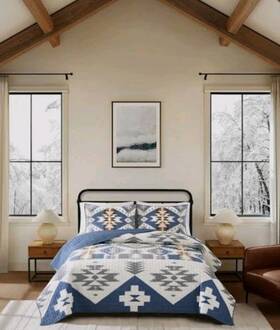 Pendleton 008889340750 Silver Bark 3-piece Quilt Set Full/queen 90 Inch X 92 -100% Cotton - Nwt