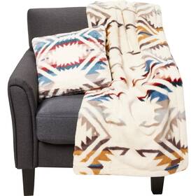 Pendleton 008889348091 White Shores Collectio Faux Fur 50x70 Inch Throw Blanket 18x18 Pillow Set