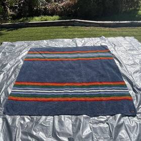 1623503 Pendleton Sherpa Fleece Blanket Queen 98 X 92 Serape Stripe Multi Color