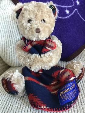 43163 Pendleton Vtg Teddy Bear With Wool Blanket Plush Stuffed Vest Gund Baby Chauncey C