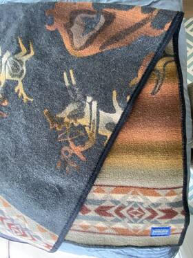 723424 Pendleton Vintage Stillwater Wool Blanket Buffalo Bison Horse Reversible