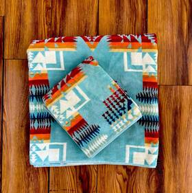Xb233-51128 Pendleton Oversized Jacquard Spa Towel Blanket Beach 59x29 And Hand 29x18new