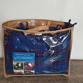 Z322-312 Pendleton New Highland Motor Robe Blanket Unisex 52x70 Blue Plaid Wool