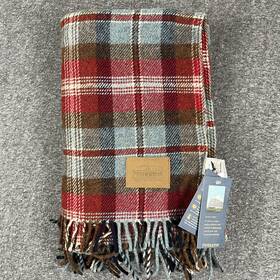 Zc333-53760 Pendleton Motor Robe Wool Blanket Throw Ruby Beach Plaid 52x66 Fringed Usa