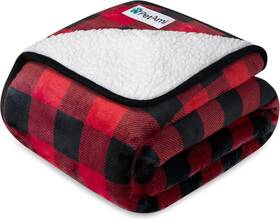 Pet-b7007wp-m-ckrd Petami Waterproof Dog Blanket Sherpa Fleece X-large 60x80 Checkered Red