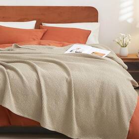 Phf 313107956942 100% Cotton Waffle Weave Blanket Queen Size 90 Inch X - Lightweight Cozy Wash