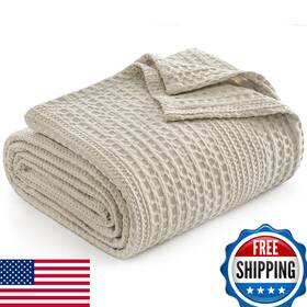 B0ctjtlk1j Phf Lightweight Waffle Weave Blanket Queen Size Breathable Ultra Soft 90x 90