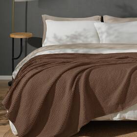 Phf B0cv12hykw Pre-washed 100% Cotton Waffle Weave Blanket Queen 90 Inch X Cappuccino
