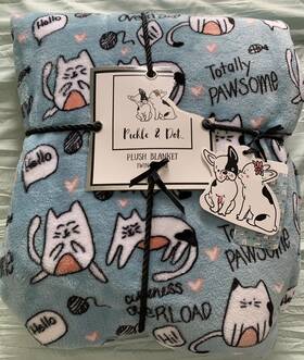 Pickle & Dot 194382215821 And Twin Blanket Throw 60x90 - Cats Pawsome Meowzah Plush Blue Soft New