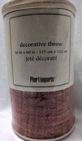 2081317 Pier 1 Imports Red Orange Gold Fluffy Throw Blanket 50 X 60 Acrylic Polyester