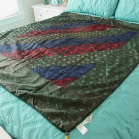 36791 Pier 1 Imports Block Print Throw Tasseled Multicolor Metallic Green 50 Inch X 60
