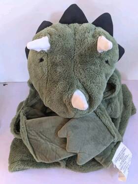 Pillowfort 191908455587 Dinosaur Green Triceratops Hooded Super Soft Fleece Blanket 40 Inch X 50