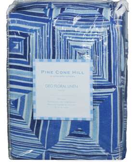 99827 Pine Cone Hill Rn#99827 An Annie Selke Co Geo Floral 100% Linen Throw 50 Inch X70 Nwt