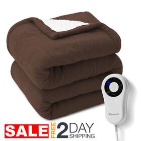Pipimama 760627150167 Cobija Sherpa Marron Electrica Termica De 50x60 Caliente Para El Frio Invierno