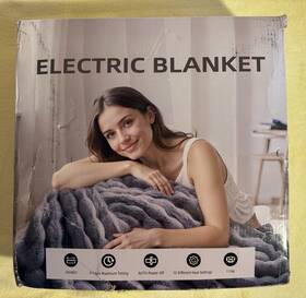 Sw-t1911b Pkbd Electric Blanket Heated Auto Power-off Machine Washable 50x60in White New