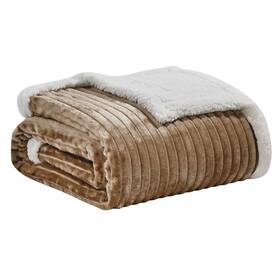 Plazatex 616906662312 Soft Plush Corduroy Sherpa Lined Comfort - King 108x90 Inch Taupe