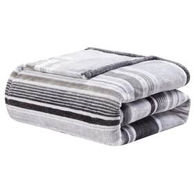 Plazatex 804028116367 Plaz Luxurious Ultra Soft Cole Printed Blanket Queen Grey