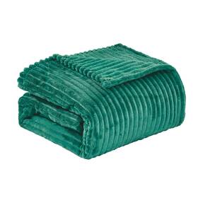 Plazatex 804028147187 Striata Lined Oversized 100% Polyester Blanket Queen Teal