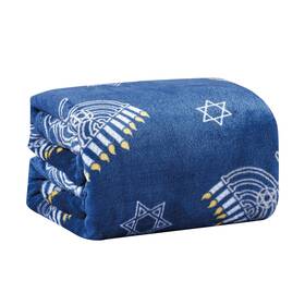 Plazatex 804028155854 Hannukah All Season Premium Throw 50 Inch X 60 Blue