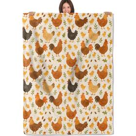 C052lh5082356bl27 Plkrl Rustic Farm Chicken Blanket Soft Lightweight Flannel Throw For Living