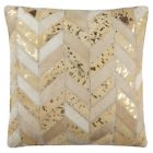 Pls215a-1220 Safavieh Metallic Herringbone Cowhide Pillow