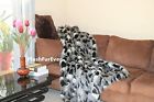 Plushfurever 5x6 Black White Paradise Bird Feathers Fake Fur Throw Blankets Comforter 639725423155