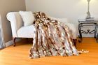 Plushfurever Medium Exotic Faux Fur Throws Comforters Brown Beige Rabbit Furry Blanket 639725427078