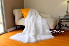 Plushfurever White Mongolian Fur Throw Plush Luxurious Home Decor Contemporary Comforters 639725423117