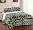Pm100-blanket-gray-twin Chezmoicollection Throws Chezmoi Collection Super Soft Micromink Sherpa Quatrefoil Pattern Throw 840079110114