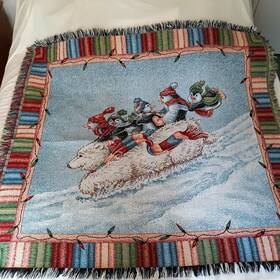 54321 Polar Bear Tapestry Throw Blanket Christmas Snow Animals 50 X 56