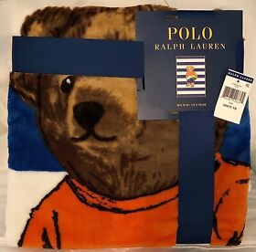50x70tb Polo Ralph Lauren Signature Bear Beach Ball Striped Fleece Throw Blanket Nwt