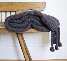 T-7000-mn Pom At Home Trestles Knitted Oversized Throw Blanket 60 X 90in Midnight