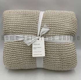 1114827 Pottery Barn Waffle Weave Blanket Neutral Beige King Cal #u1030