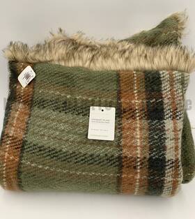 1362575 Pottery Barn Stewart Plaid Faux Fur Back Throw Blanket Loden 50 X 60 In #1360
