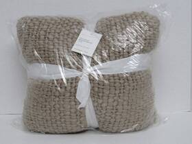 1390940 Pottery Barn Textured Basketweave Knit Throw Blanket 50 Inch X 60 Straw Color Nwt