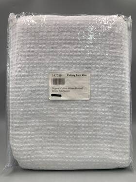 147038 Pottery Barn Kids Cotton Woven Organic Bed Blanket White Full Queen #b5030