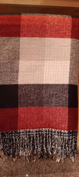1632251 Pottery Barn Mint Whitaker Reversible Throw Blanket Red Black White Plaid 60x50