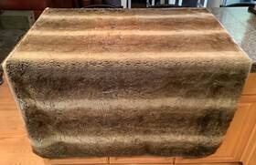 177045 Pottery Barn Ombre Faux Fur Throw Blanket 50x60 Inch Brown Carmel