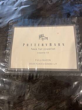 2336128 Pottery Barn Faux Fur Full/queen Bed Blanket