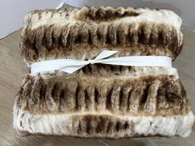 2548433 Pottery Barn Ruched Throw Faux Fur 50x60 Inch Dark Brown