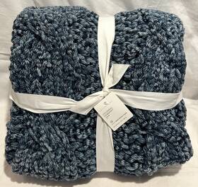 2823286 Pottery Barn Colossal Handknit Throw Heathered Indigo 44x56 New With Tags 179