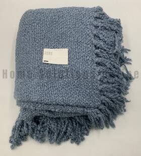 294917 Pottery Barn Dreamy Handwoven Fringe Throw Blanket Chambray 50 Inch X 60 #s6011
