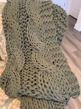 3571880 Pottery Barn Colossal Handknit Throw Chambray